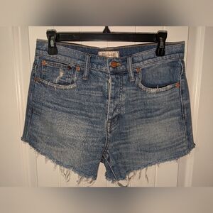 Madewell Distressed Cruiser Straight Leg Shorts W27 Medium Wash